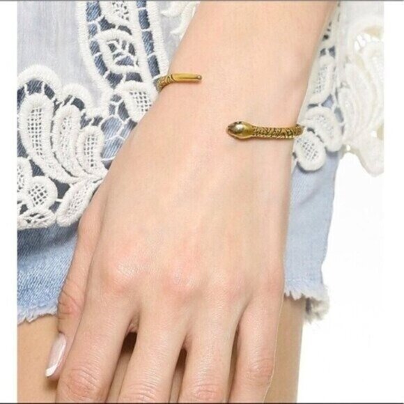 NEW Madewell Gold Snake Cuff Brass Open End Bracelet - Picture 2 of 7